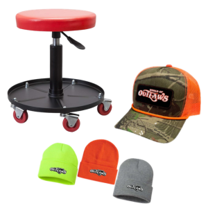 17. Rolling Shop Stool, World of Outlaws Beanie & World of Outlaws Hat